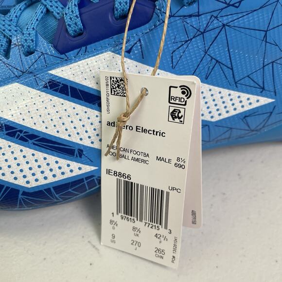 Adidas Mens Size Football Cleats Adizero Electric Blue IE8866 New Hidden Gems - Picture 3 of 9